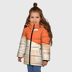 Куртка зимняя для девочки Абстрактные геометрические оранжевые и светлые фиг, цвет: 3D-красный — фото 2