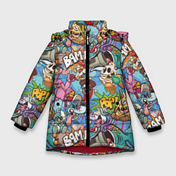 Зимняя куртка для девочки Сумасшедший поп-арт