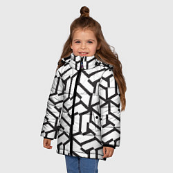 Куртка зимняя для девочки Чёрно-белый бесконечный лабиринт, цвет: 3D-черный — фото 2