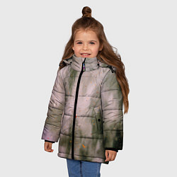 Куртка зимняя для девочки Абстрактный туман и следы красок, цвет: 3D-светло-серый — фото 2