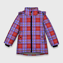 Зимняя куртка для девочки Ткань Шотландка красно-синяя
