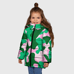 Куртка зимняя для девочки Абстрактные зелёно-розовые пятна, цвет: 3D-красный — фото 2