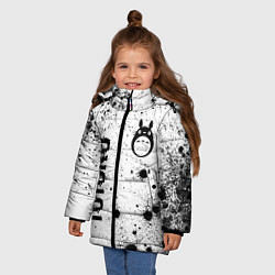Куртка зимняя для девочки Totoro glitch на светлом фоне: надпись, символ, цвет: 3D-черный — фото 2