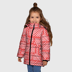 Куртка зимняя для девочки Прямоугольник в полоску, цвет: 3D-красный — фото 2