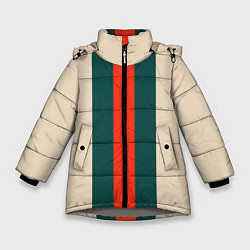 Куртка зимняя для девочки Полосы триколор красный зеленый, цвет: 3D-светло-серый