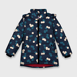 Куртка зимняя для девочки Круги белые и синие, цвет: 3D-красный