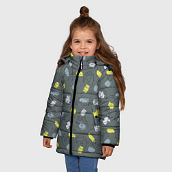 Куртка зимняя для девочки Лица и фигуры рисованные, цвет: 3D-черный — фото 2