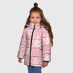 Куртка зимняя для девочки Листья экзотические скетч, цвет: 3D-черный — фото 2