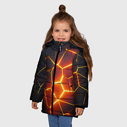 Куртка зимняя для девочки Огненные трещины, цвет: 3D-черный — фото 2
