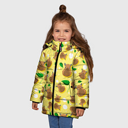 Куртка зимняя для девочки Капибара паттерн, цвет: 3D-красный — фото 2