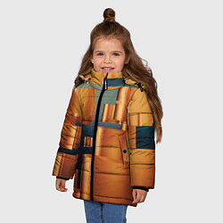 Куртка зимняя для девочки Золотые геометрические слитки, цвет: 3D-красный — фото 2