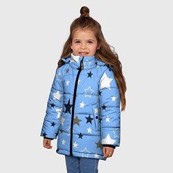 Куртка зимняя для девочки Звёзды на голубом фоне, цвет: 3D-красный — фото 2