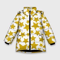 Куртка зимняя для девочки Жёлтые звезды, цвет: 3D-черный