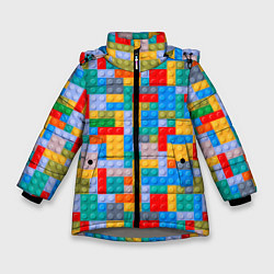 Куртка зимняя для девочки Детский конструктор - текстура, цвет: 3D-светло-серый