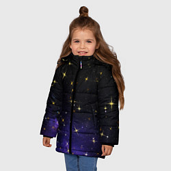 Куртка зимняя для девочки Сияющие звёзды вселенной, цвет: 3D-черный — фото 2