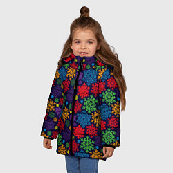 Куртка зимняя для девочки Снежинки разноцветные, цвет: 3D-светло-серый — фото 2