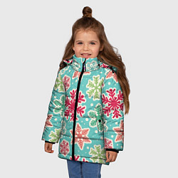 Куртка зимняя для девочки Весёлые снежинки, цвет: 3D-красный — фото 2