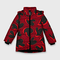 Куртка зимняя для девочки Black hearts, цвет: 3D-черный