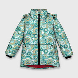 Зимняя куртка для девочки Узор этнический гранж