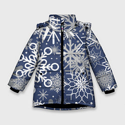 Куртка зимняя для девочки Волшебный снегопад, цвет: 3D-черный