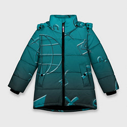 Куртка зимняя для девочки Символы соцсетей, цвет: 3D-черный