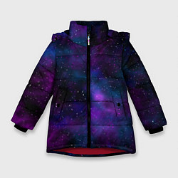 Куртка зимняя для девочки Космос с галактиками, цвет: 3D-красный
