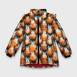 Куртка зимняя для девочки Боевое одеяние шамана, цвет: 3D-красный