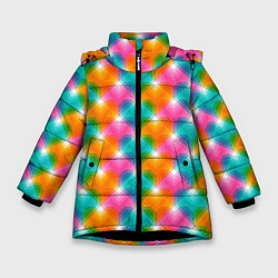 Зимняя куртка для девочки Светящиеся геометрические сердца