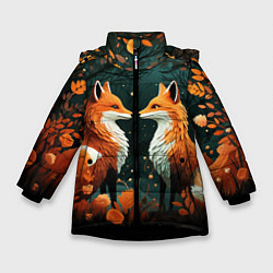 Зимняя куртка для девочки Две лисоньки в стиле Folk Art