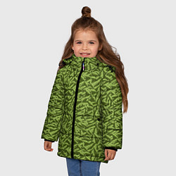 Куртка зимняя для девочки Милитари листья в полоску, цвет: 3D-черный — фото 2