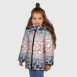 Куртка зимняя для девочки Сердца розовые перламутровые паттерн, цвет: 3D-черный — фото 2