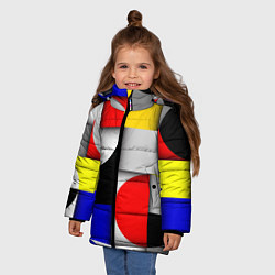 Куртка зимняя для девочки Оптическая иллюзия из кругов, прямоугольников и фи, цвет: 3D-черный — фото 2