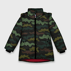 Куртка зимняя для девочки Камуфляж хакки, цвет: 3D-красный