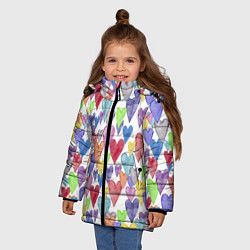 Куртка зимняя для девочки Разноцветные сердечки Калейдоскоп, цвет: 3D-черный — фото 2