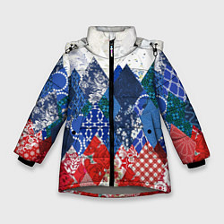 Зимняя куртка для девочки Флаг России в стиле пэчворк