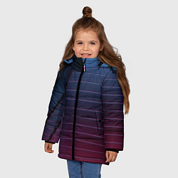 Куртка зимняя для девочки Абсрактная лестничная тёмно-синяя текстура, цвет: 3D-светло-серый — фото 2
