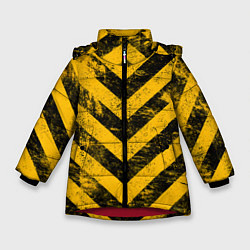 Куртка зимняя для девочки WARNING - желто-черные полосы, цвет: 3D-красный