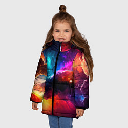 Куртка зимняя для девочки Космос, созданный нейросетью, цвет: 3D-черный — фото 2