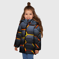 Куртка зимняя для девочки Плиты брони, цвет: 3D-светло-серый — фото 2