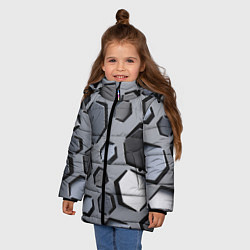 Куртка зимняя для девочки Металик - разрезы доспех, цвет: 3D-черный — фото 2
