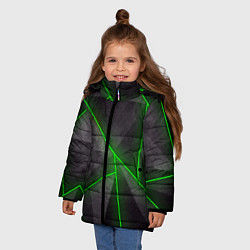 Куртка зимняя для девочки Stripes Abstract green, цвет: 3D-светло-серый — фото 2