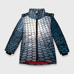 Куртка зимняя для девочки Кольчуга доспехи среднивековья, цвет: 3D-красный