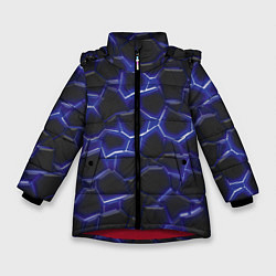 Куртка зимняя для девочки Синий неон и плиты, цвет: 3D-красный