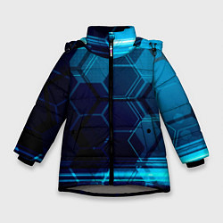 Куртка зимняя для девочки Зеркальная нано абстракция, цвет: 3D-светло-серый