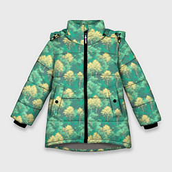 Куртка зимняя для девочки Камуфляж деревья двуцветный, цвет: 3D-светло-серый