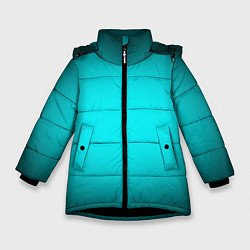Куртка зимняя для девочки Неоновый синий градиент, цвет: 3D-черный