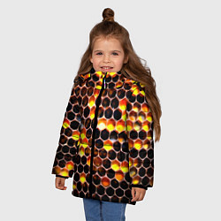 Куртка зимняя для девочки Медовые пчелиные соты, цвет: 3D-черный — фото 2
