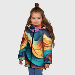 Куртка зимняя для девочки Цветной рельеф, цвет: 3D-красный — фото 2