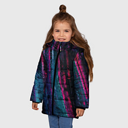 Куртка зимняя для девочки Неоновая стена, цвет: 3D-светло-серый — фото 2