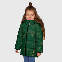 Куртка зимняя для девочки Memphis Узор из треугольников кругов и точек, цвет: 3D-черный — фото 2